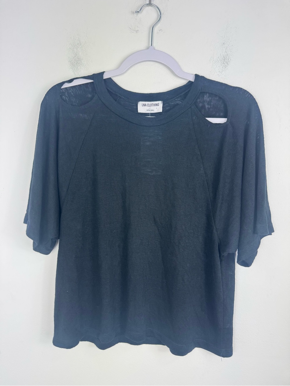 LNA Clothing Black Shoulder Cutout Tee Lightweight Knit Size XS NWT